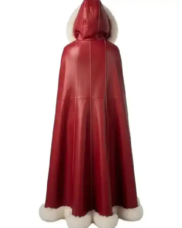 Classic Christmas Red Leather Shearling Fur Cape Cloak for Men and Women