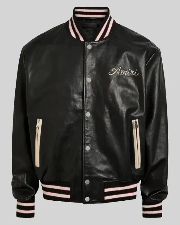 Club Amiri Leather Varsity Jacket