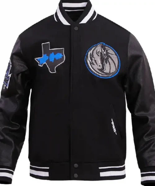 Dallas Mavericks Black Full Snap Varsity Jacket