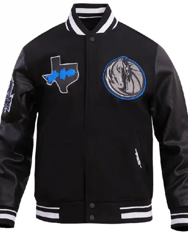Dallas Mavericks Black Full Snap Varsity Jacket