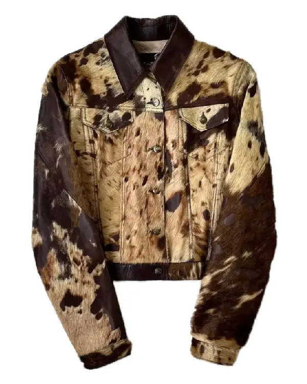 Dark Brown Cowhide Fur Leather Jacket
