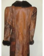 Dark Brown Long Cowhide Fur Leather Long Coat sale