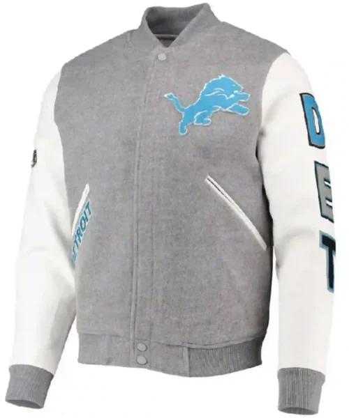 Detroit Lions Grey Varsity Jacket