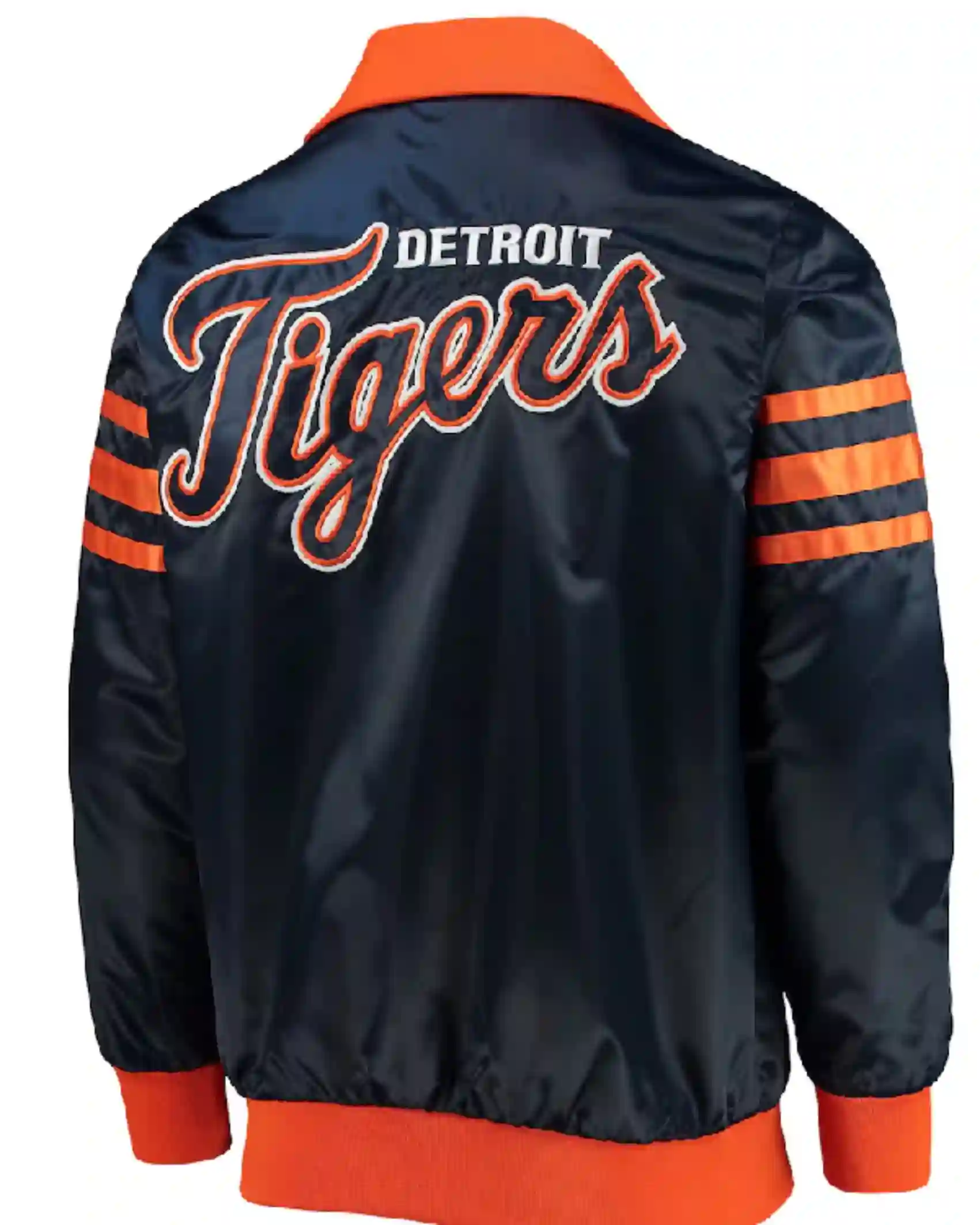 Detroit Tigers The Captain II Full-Zip Navy Blue Varsity Jacket Back
