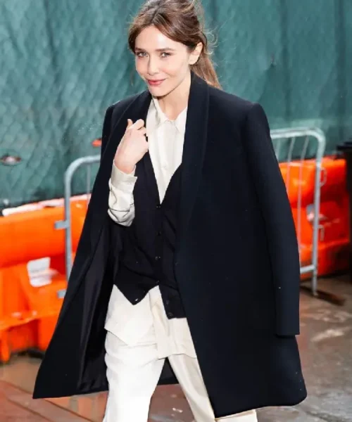 Elizabeth Olsen Long Black Coat
