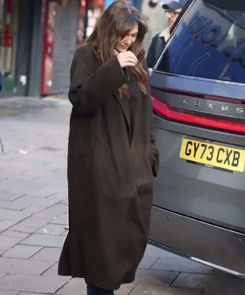 Elizabeth Olsen Long Brown Coat