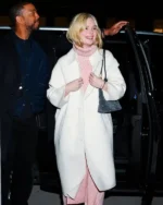 Elle Fanning Long White Coat