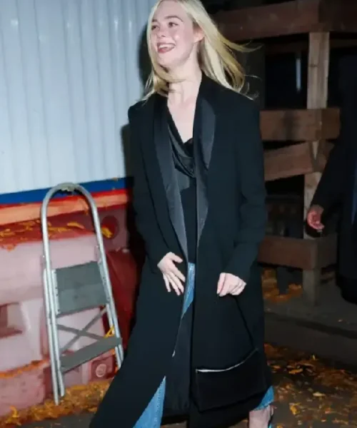 Elle Fanning NYC Black Coat