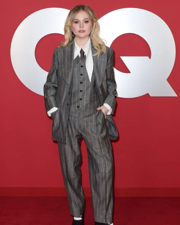 Emily Alyn Lind Oversized Pinstripe Suit