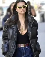 Emily Ratajkowski Black Puffer Jacket