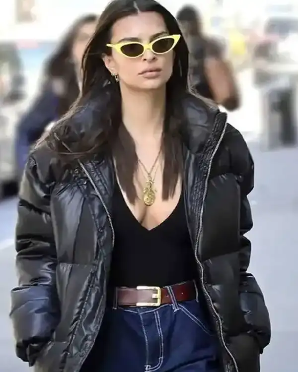 Emily Ratajkowski Black Puffer Jacket