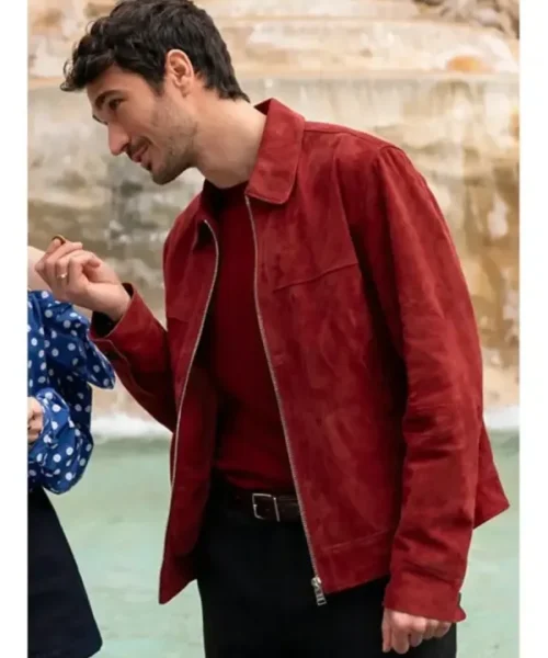 Eugenio Franceschini Red Suede Emily In Paris Marcello Jacket
