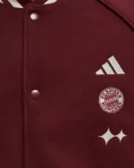FC Bayern x Adidas Maroon Wool Varsity Bomber Jacket