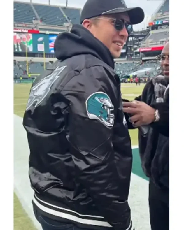 Footballer Nick Foles Philadelphia Eagles Black Satin Starter Varsity Jacket for Men and Women Order Now
