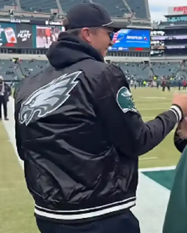 Footballer Nick Foles Philadelphia Eagles Black Satin Starter Varsity Jacket for Men and Women Shop Now
