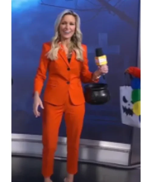 Fox and Friends 2025 Ainsley Earhardt Orange Blazer and Pant Suit