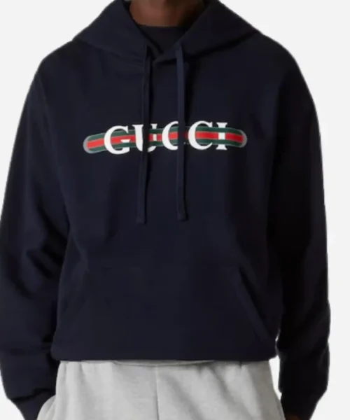 Gucci Logo Print Cotton Jersey Hoodie
