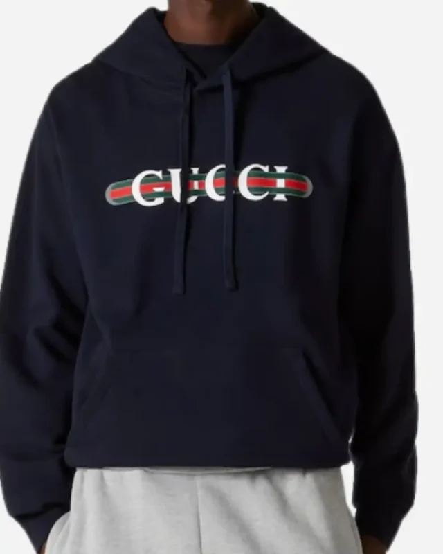 Gucci Logo Print Cotton Jersey Hoodie