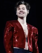 Harry Styles Australia 2023 August Red Leather Jacket