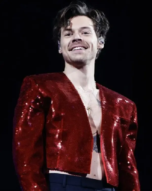 Harry Styles Australia 2023 August Red Leather Jacket