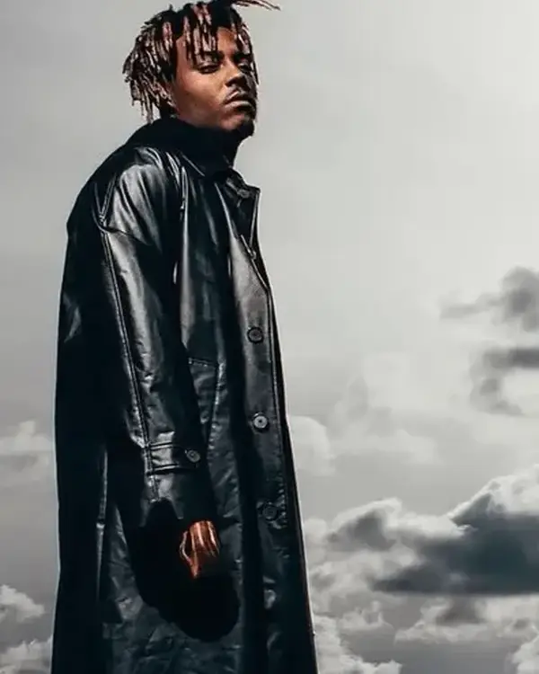 Juice Wrld Black Leather Trench Coat