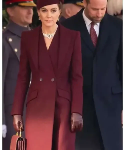 Kate Middleton Burgundy Wool Coat