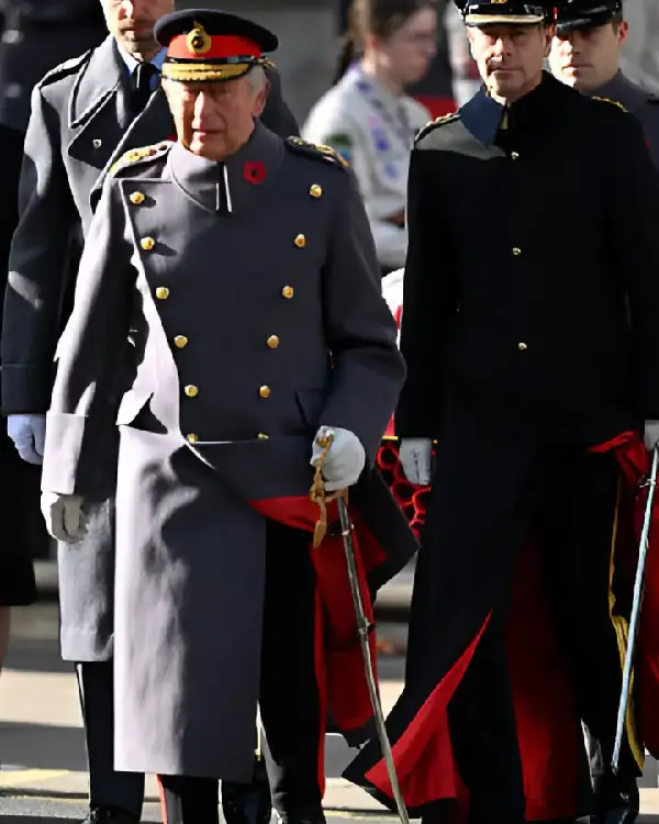 King Charles III 2025 National Service of Remembrance Double-Breasted Dark Gray Military