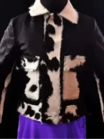 Leather Cowhide Black And White Fur Jacket