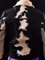 Leather Cowhide Black And White Fur Jacket Back