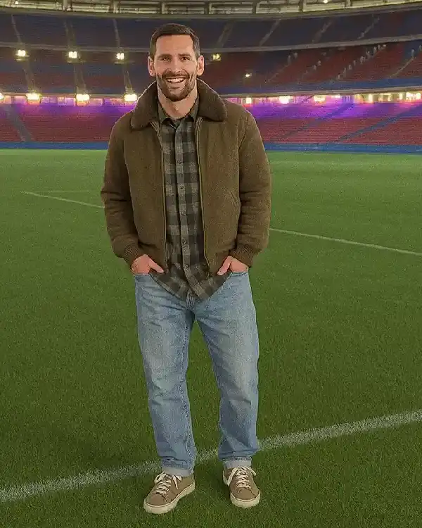 Lionel Messi Brown Suede Leather Jacket