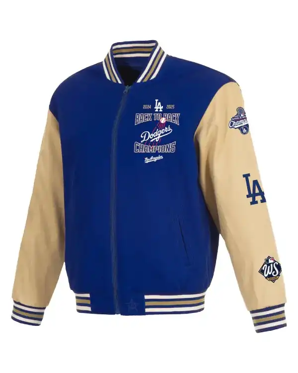Los Angeles Dodgers JH Design Back-To-Back World Series Champions Twill Full-Zip Jacket