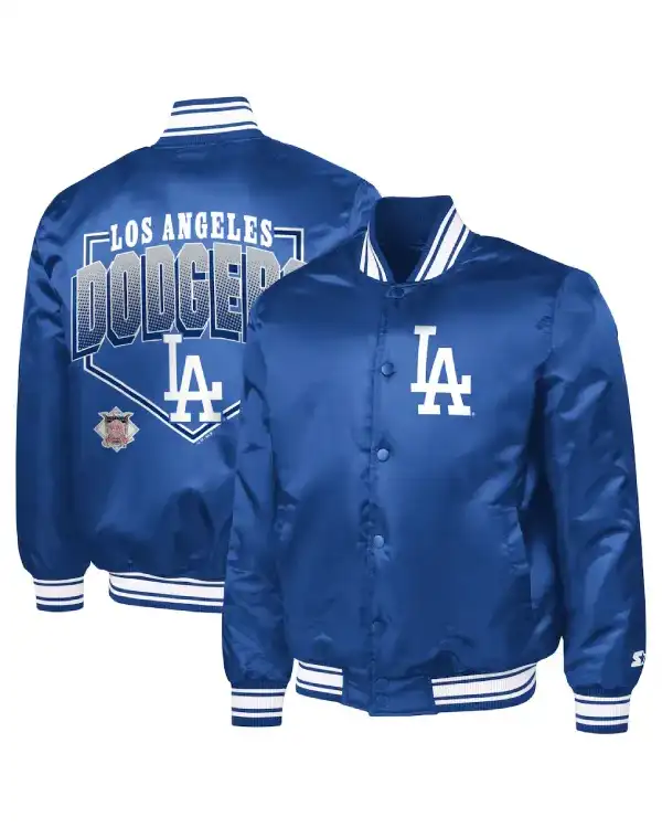 Los Angeles Dodgers Starter Home Plate Printed Satin Varsity Jacket