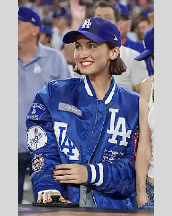 Maude Apatow 2025 World Series LA Dodgers Blue Jacket