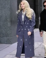 Meghan Trainor LIVE With Kelly and Mark TV Show 2025 Crystal-Embellished Blue Long Coat