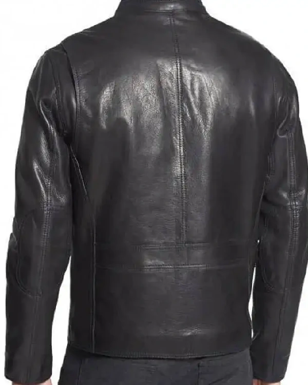 Men Classic Obey Black Leather Jacket For Sale