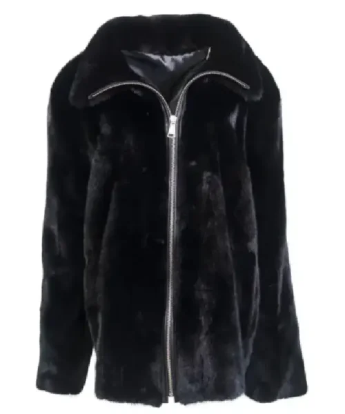 Mens Cut Black Mink Fur Winter Coat