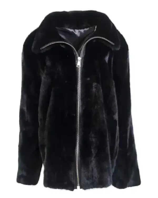 Mens Cut Black Mink Fur Winter Coat