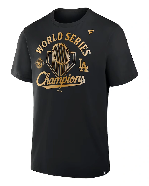 Men's Los Angeles Dodgers Fanatics Black 2025 World Series Champions Locker Room Parade T-Shirt