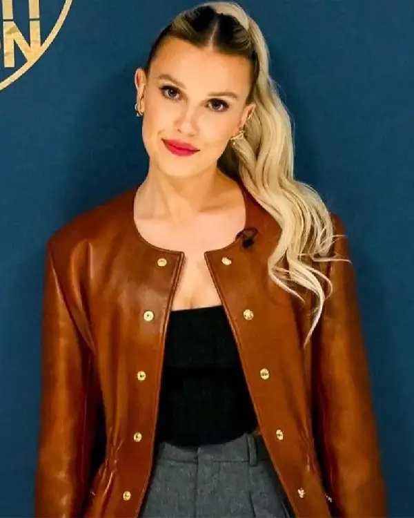 Millie Bobby Brown The Tonight Show Real Leather Jacket