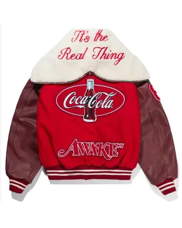 NY x Coca-Cola Hooded Letterman Varsity Jacket Red