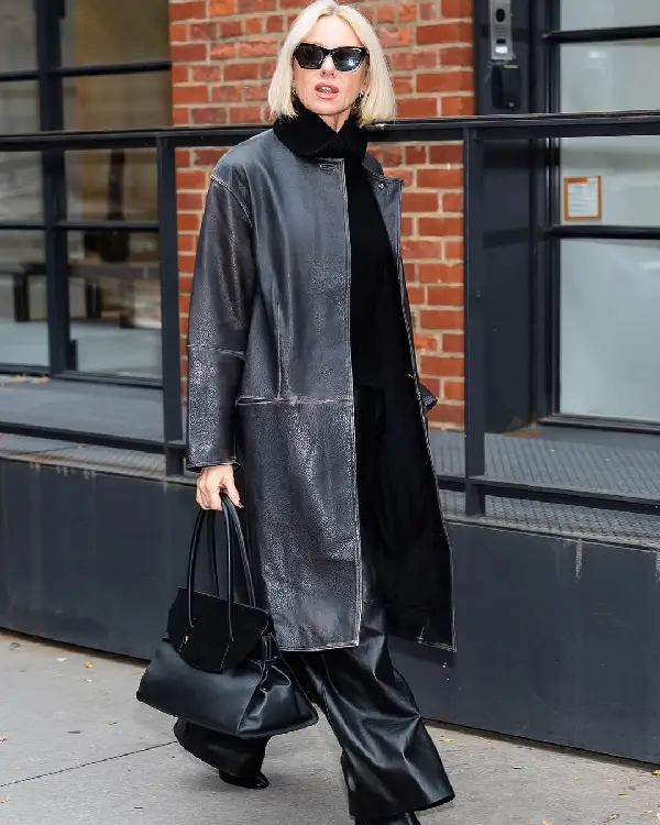 Naomi Watts NYC Leather Coat