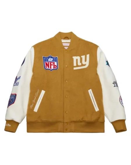 New York Giants Brown_White Dusted Varsity Jacket