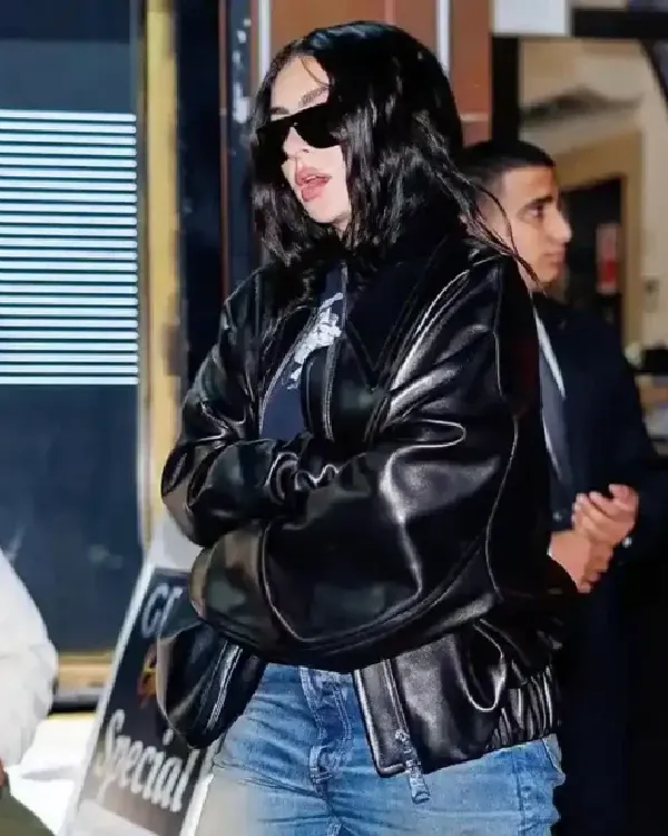 Charli XCX Black Leather Jacket - Image 3