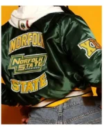 Norfolk State University Gold “NSU” Satin Cropped Varsity Jacket