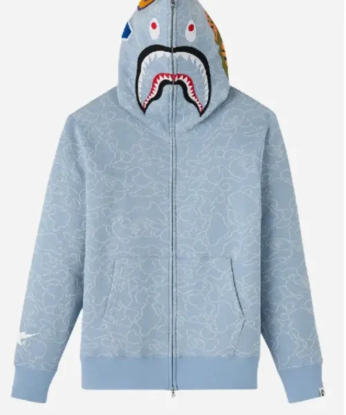 OVO x Bape Neon 1st Camo Shark Full-Zip Hoodie