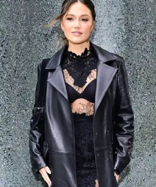 Olivia Holt New York City 2025 Leather Trench Coat