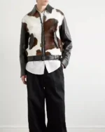 Order Cowhide Hair On Leather Bomber Jacket Unique Design Sale