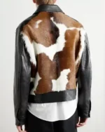 Order Cowhide Hair On Leather Bomber Jacket Unique Design Sale Back