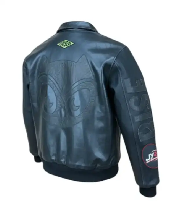 Order Recreated - Uprisers LAB x Birb Upcycled Black Leather Jacket Sale Back