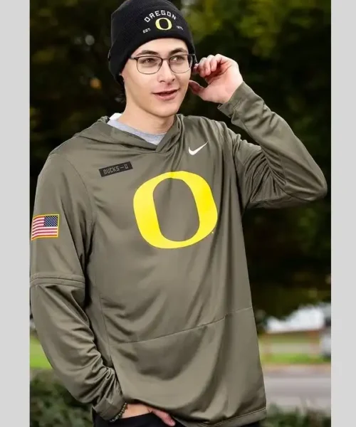 Oregon Ducks 2025 Military Appreciation Long Sleeve Hoodie